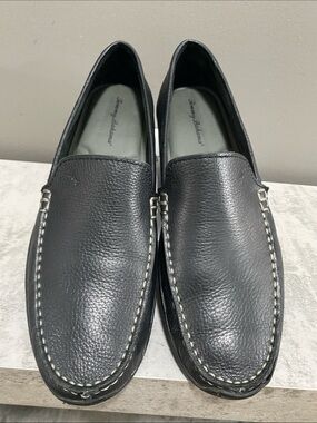 Tommy Bahama black pebbled leather Orion Venetian Drivers loafers Size 11